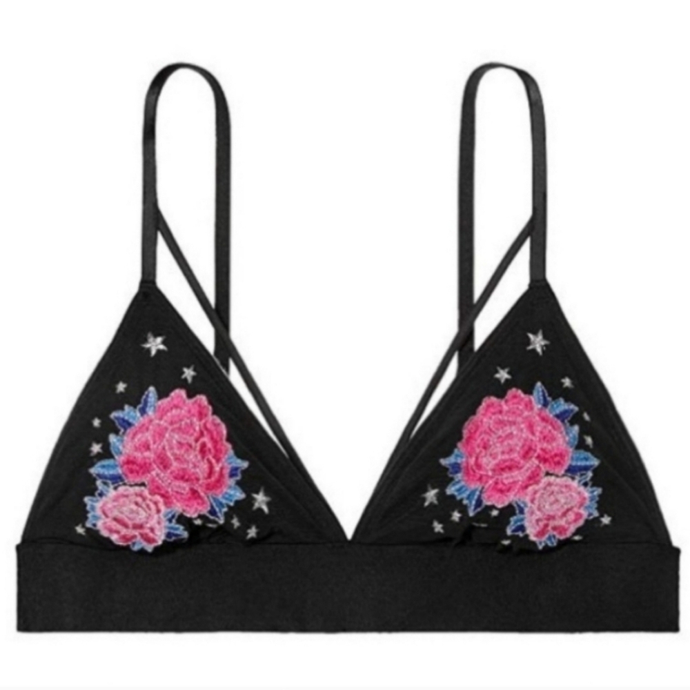 Victoria's Secret PINK embroidered floral strappy bralette